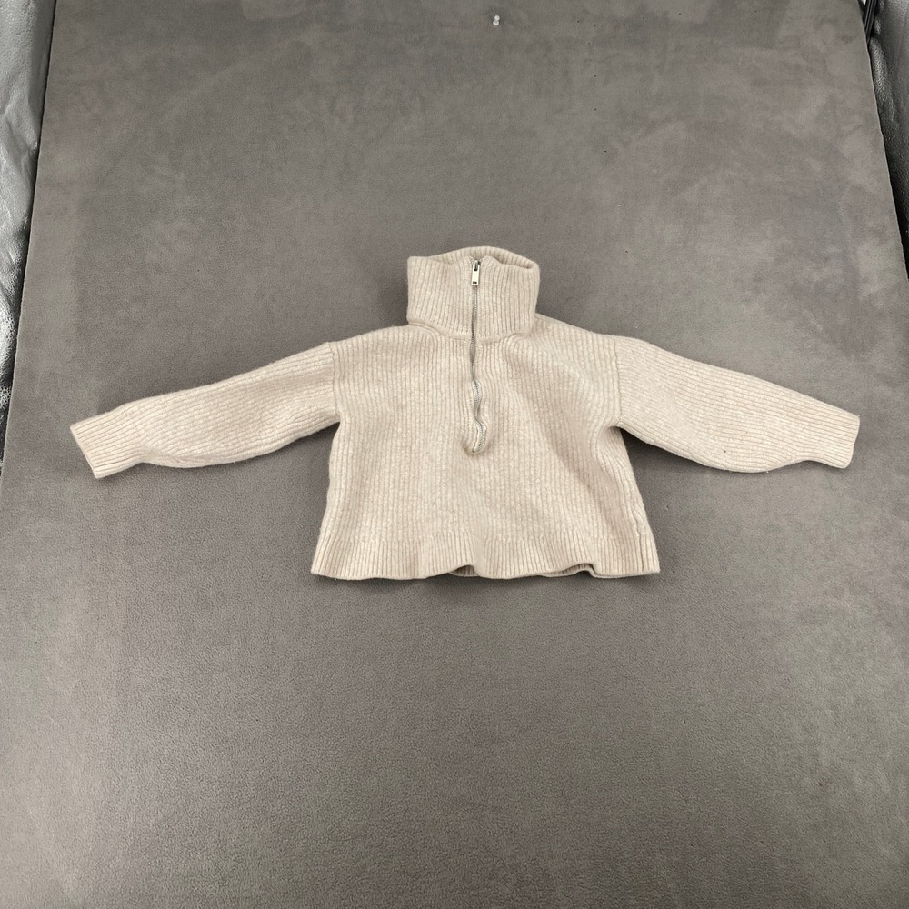 Everlane Cloud Oversized Half Zip Ribbed Sweater Oatmeal Beige M RN139398